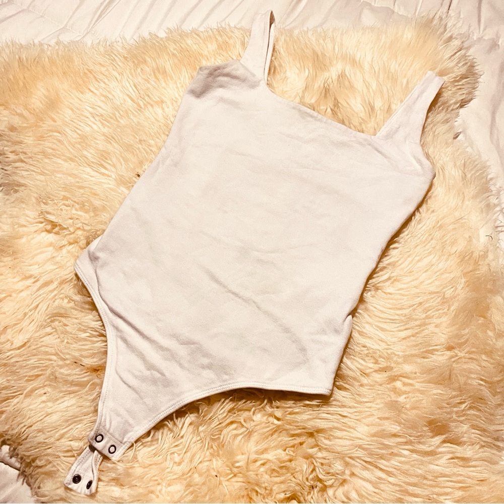 Abercrombie & Fitch white Soft Collection square neck bodysuit double layer M
